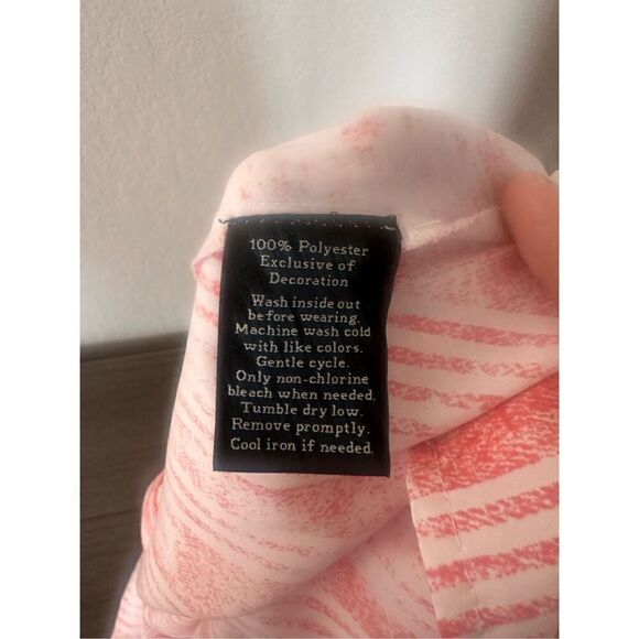 Rock Republic Pink White Tie Front Short Sleeve Button Down Dress - Picture 5 of 6